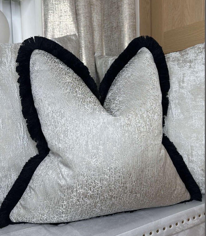 Luxury fringed Blake feather filled cushion