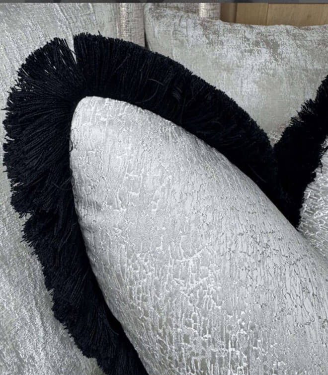 Luxury fringed Blake feather filled cushion