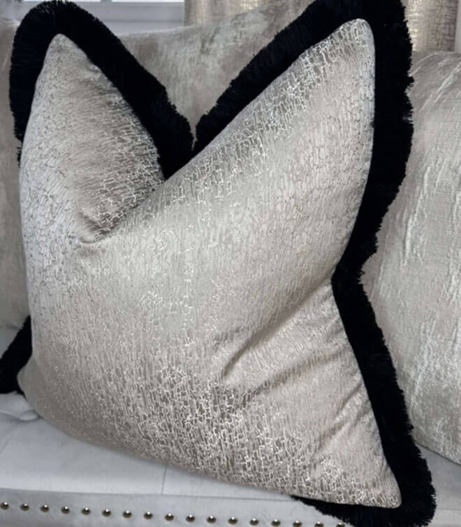 Luxury fringed Blake feather filled cushion