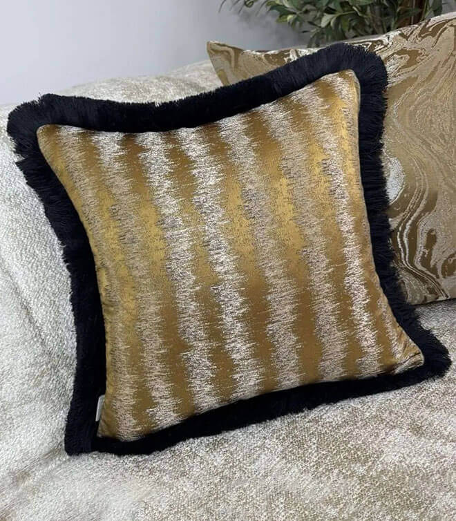 Luxury Gold Fringed Cushion / Cover