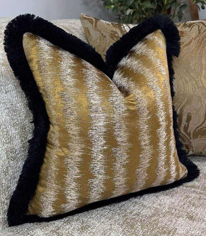 Luxury Gold Fringed Cushion / Cover