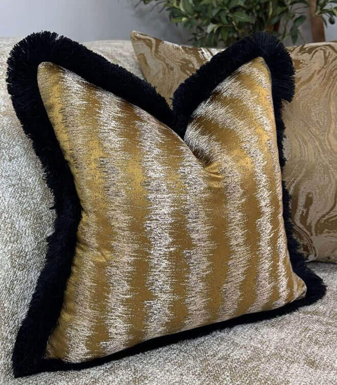 Luxury Gold Fringed Cushion / Cover