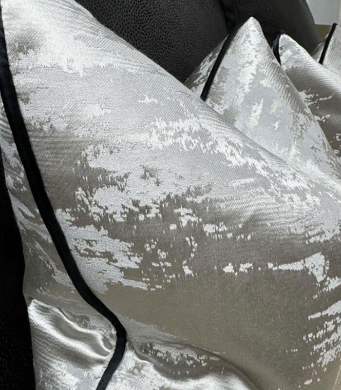 Luxury metallic bespoke cushion with contrast piping