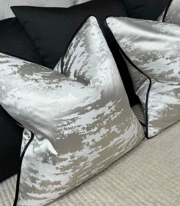 Luxury metallic bespoke cushion with contrast piping