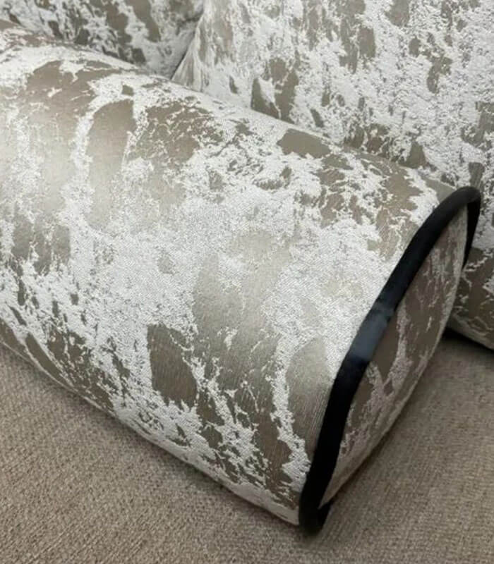 MINK AND TAUPE DUCK FEATHER CUSHION BOLSTER 16″ X 6″ WITH CONTRASTING BLACK PIPING