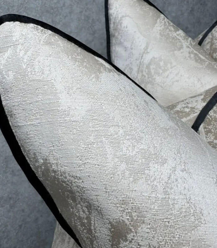 Marble oyster luxury cushion with black piping