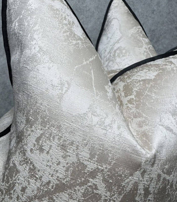 Marble oyster luxury cushion with black piping