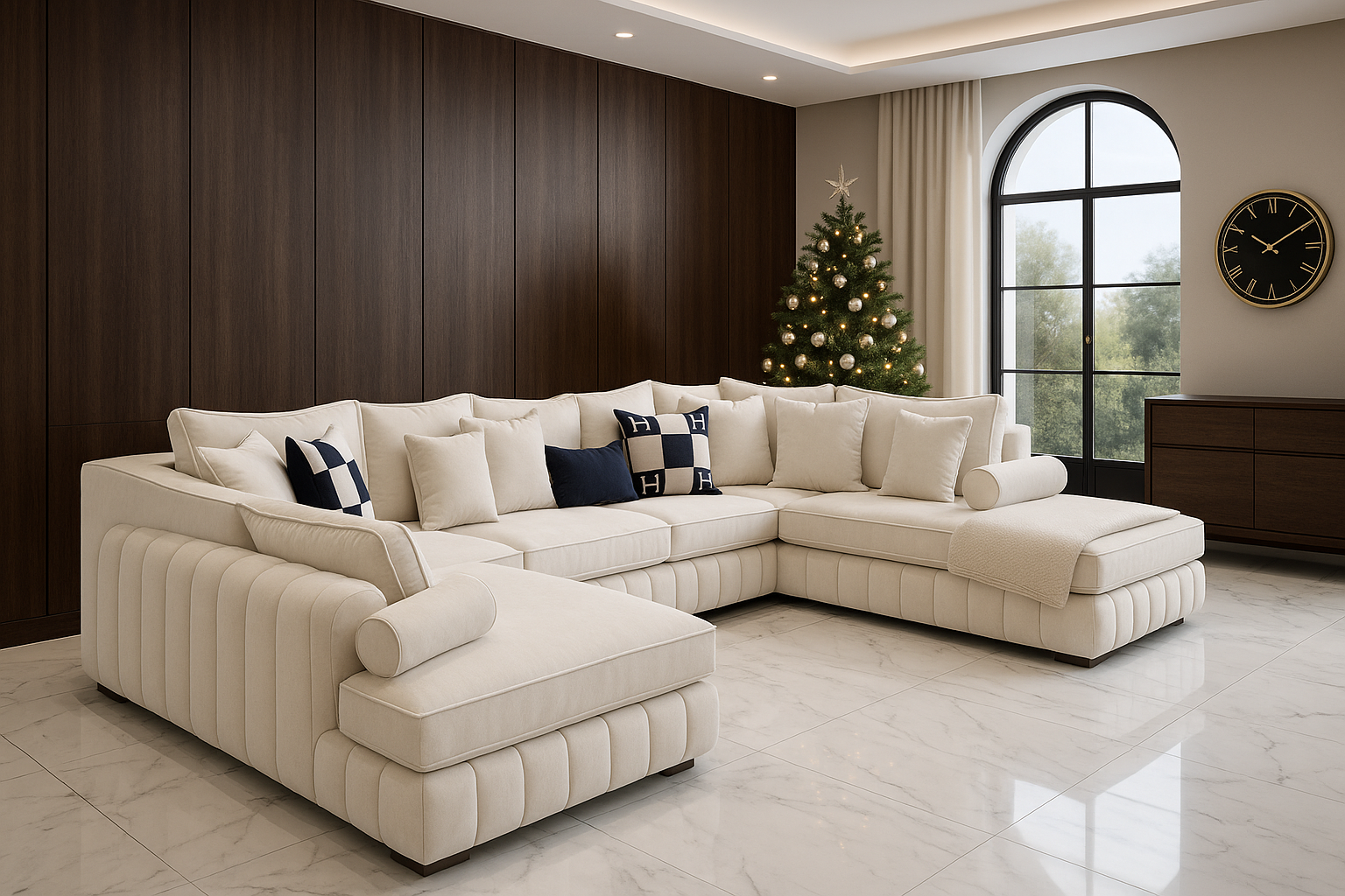 Oyster Oxford U Shape Chaise Sofa