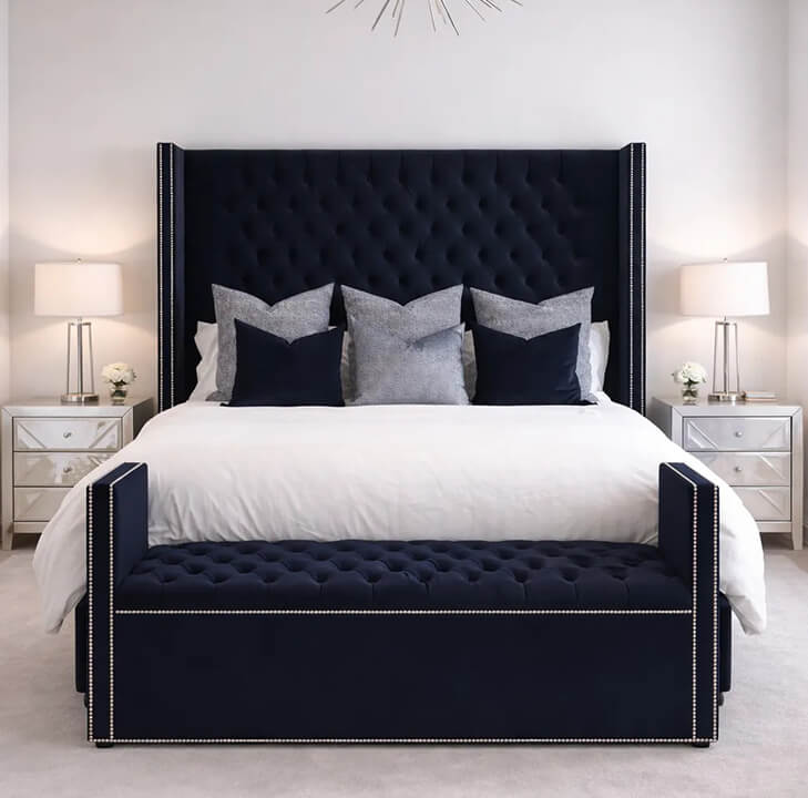 Royal Studded Chelsea Wing Bed