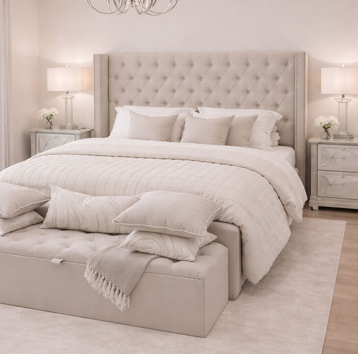 Royal Studded Chelsea Wing Bed