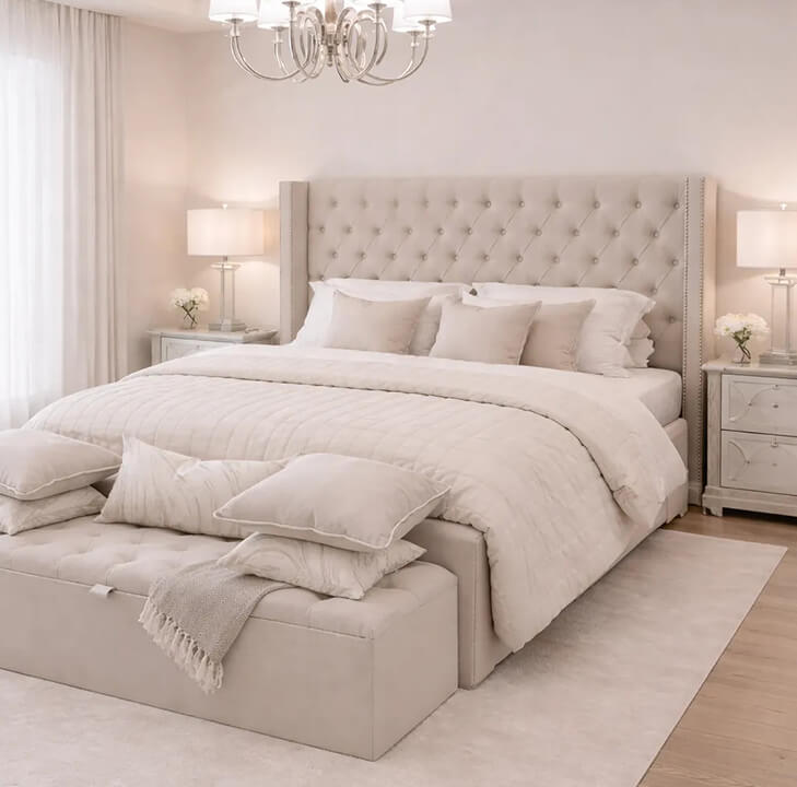 Royal Studded Chelsea Wing Bed