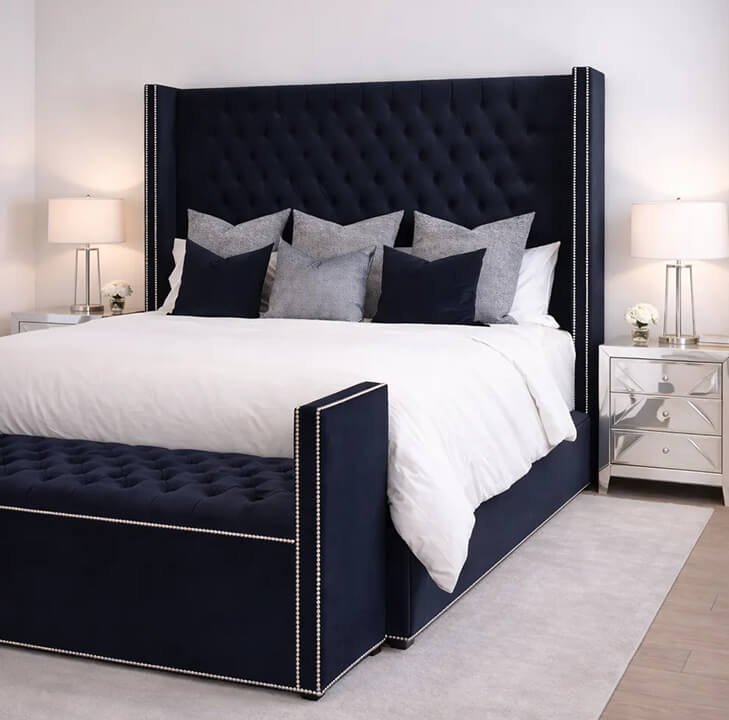 Royal Studded Chelsea Wing Bed