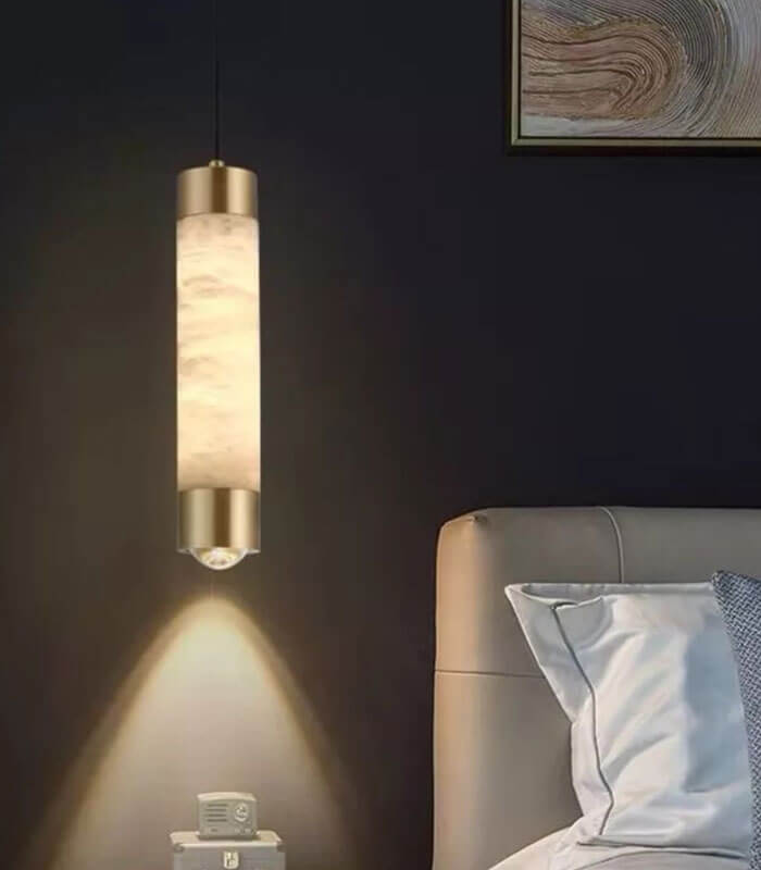 Sienna marble and copper light
