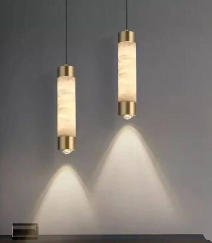 Sienna marble and copper light