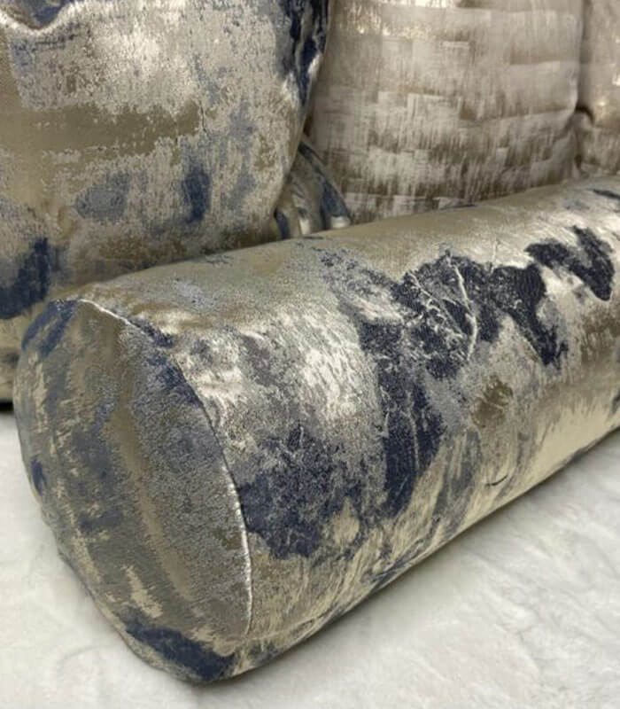 TESSERE MIDNIGHT BOLSTER CUSHION 16″ X 6″ / METALLIC GOLD NAVY