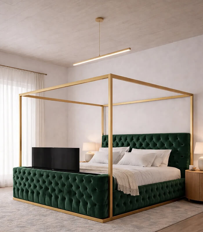 The Kensington Verde Four Poster TV Bed