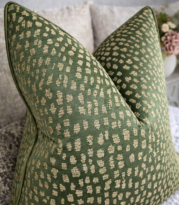 Verdant Gold Luxe Duck Feather Cushion